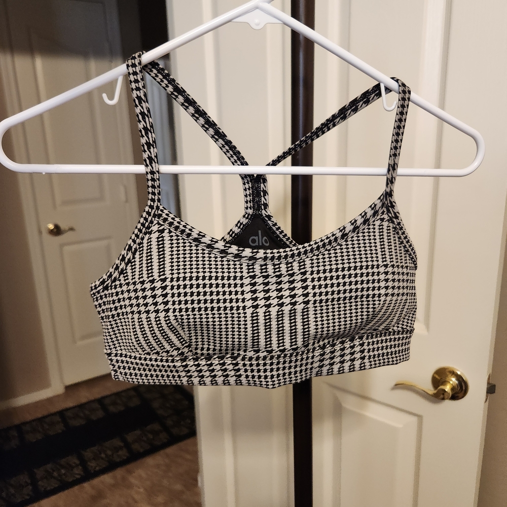 ALO Yoga Grey Houndstooth Sports Bra - S